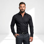 Colin | Men's Slim-Fit Stretch Shirt, Crease-Resistant Business Shirt | Bella Blue