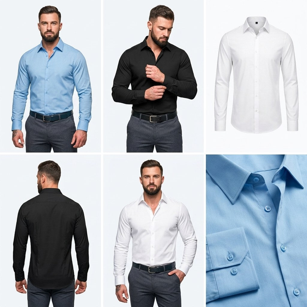 Colin | Men's Slim-Fit Stretch Shirt, Crease-Resistant Business Shirt | Bella Blue
