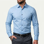 Colin | Men's Slim-Fit Stretch Shirt, Crease-Resistant Business Shirt | Bella Blue