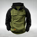Colin | Men's Thick Cotton-Blend Hoodie, Warm Utility Hoodie | Bella Blue | Green