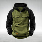 Colin | Men's Thick Cotton-Blend Hoodie, Warm Utility Hoodie | Bella Blue | Green