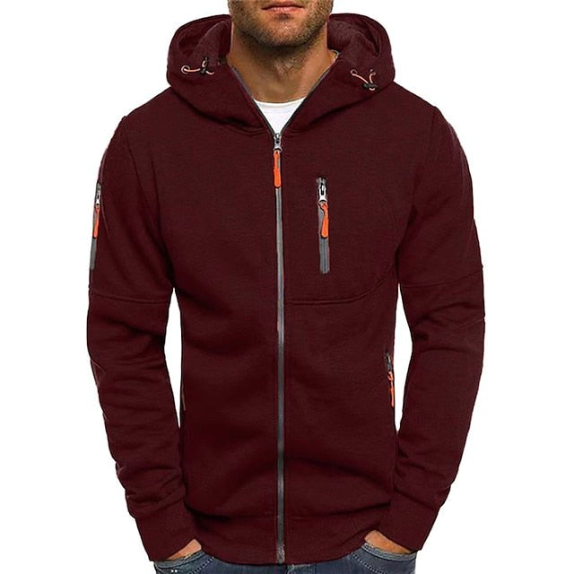 Connor | Men's Cotton Zip-Up Hoodie, Standard Fit Hooded Jumper | Bella Blue