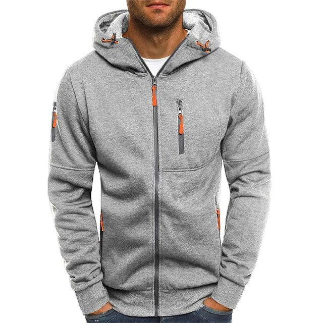 Connor | Men's Cotton Zip-Up Hoodie, Standard Fit Hooded Jumper | Bella Blue