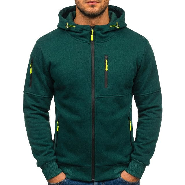 Connor | Men's Cotton Zip-Up Hoodie, Standard Fit Hooded Jumper | Bella Blue