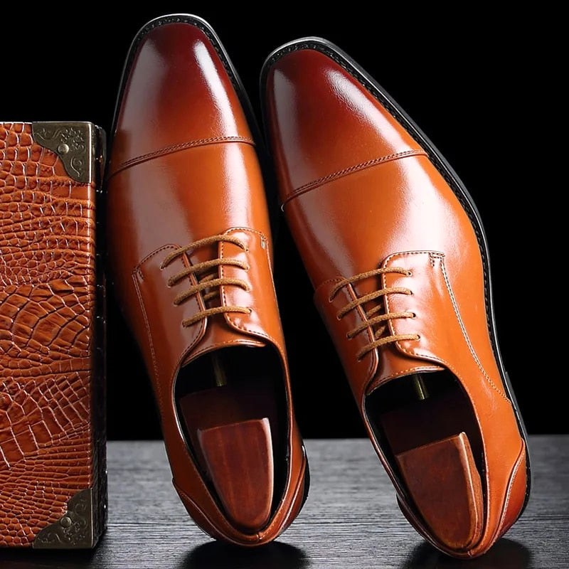Connor | Men's Formal Lace-Up Dress Shoes, Rounded Toe Loafers | Bella Blue | Brown