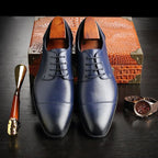 Connor | Men's Formal Lace-Up Dress Shoes, Rounded Toe Loafers | Bella Blue
