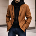 Connor | Men's Tailored Double-Layer Coat, Structured Wool-Blend Coat | Bella Blue | Black
