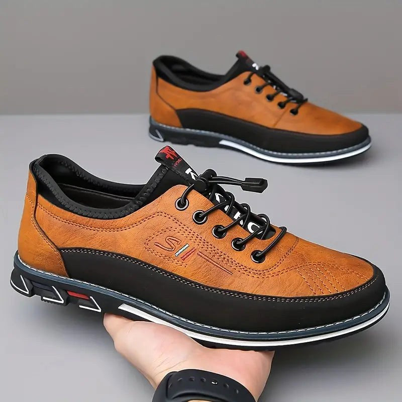Conrad | Men's Leather Lace-Up Shoes in Cognac, Structured Oxford Shoes | Bella Blue | Caramel