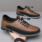 Conrad | Men's Leather Lace-Up Shoes in Cognac, Structured Oxford Shoes | Bella Blue | Caramel