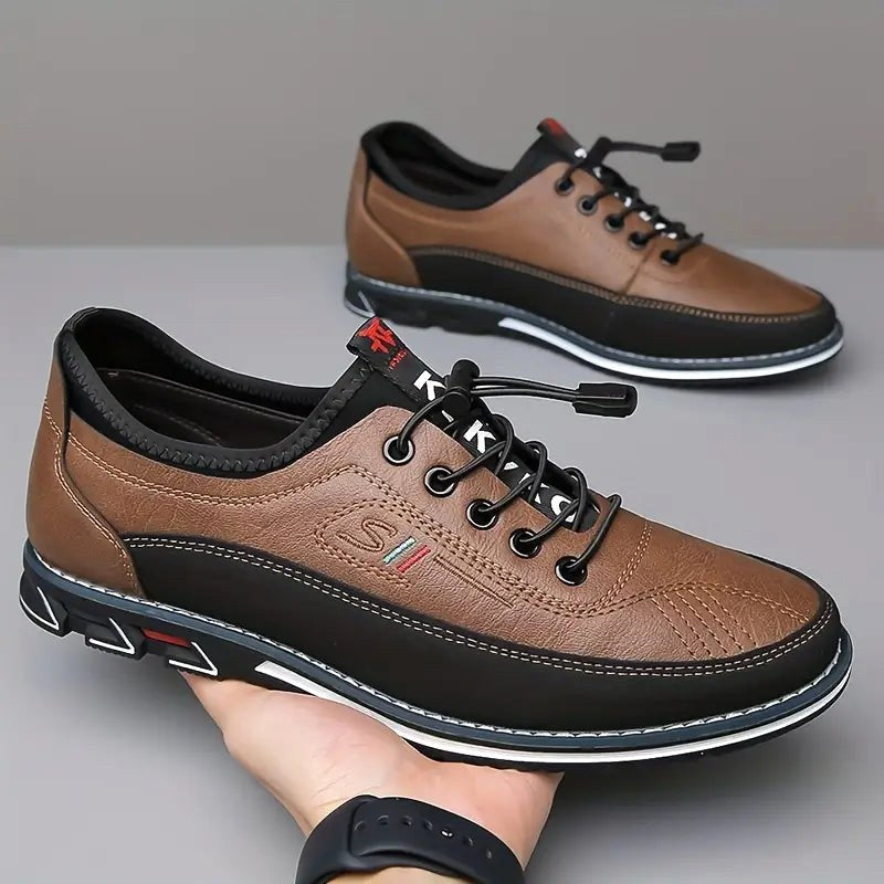 Conrad | Men's Leather Lace-Up Shoes in Cognac, Structured Oxford Shoes | Bella Blue | Caramel