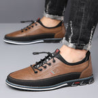 Conrad | Men's Leather Lace-Up Shoes in Cognac, Structured Oxford Shoes | Bella Blue | Caramel