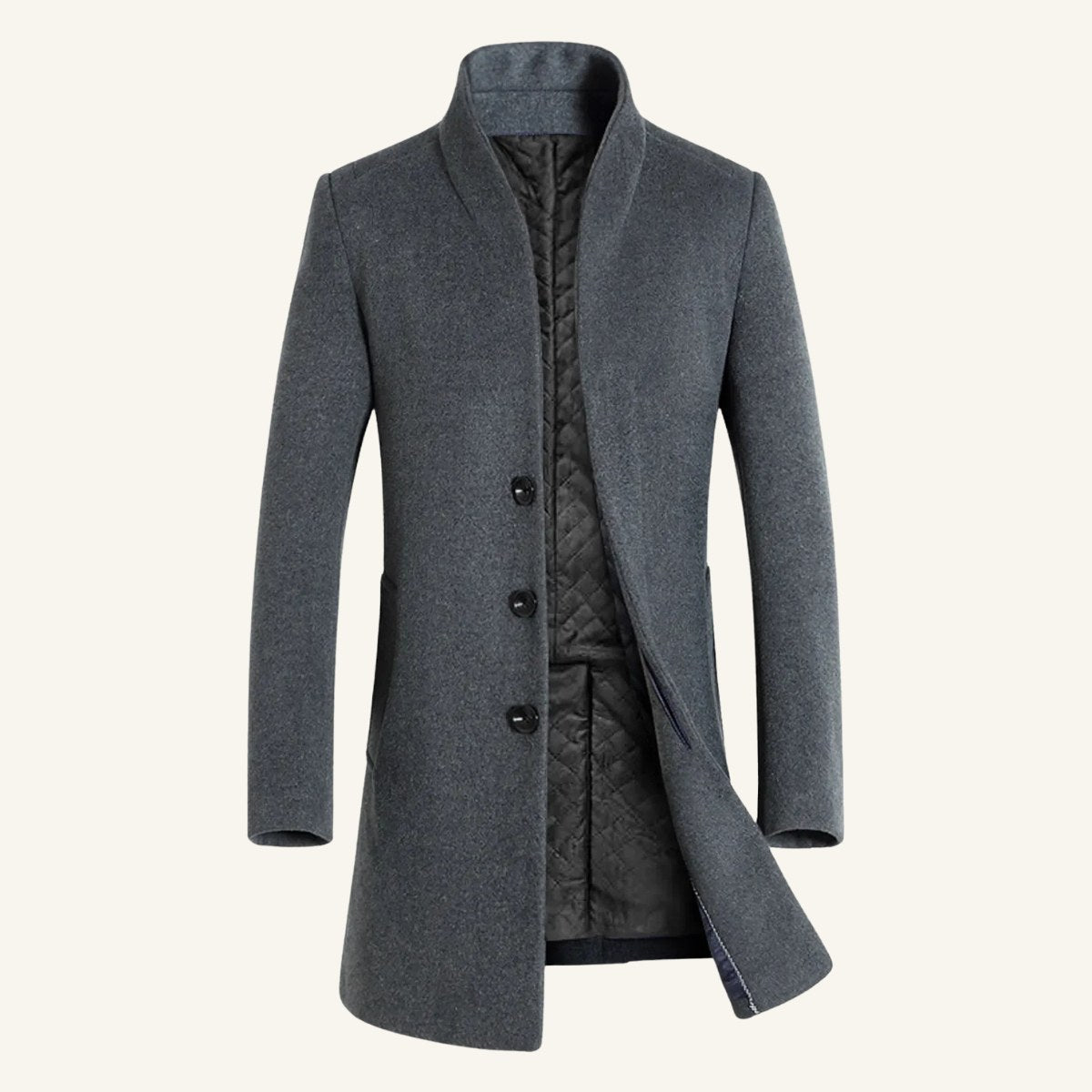 Cooper | Men's Wool Blend Single Breasted Trench Coat, Tailored Autumn Coat | Bella Blue