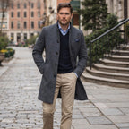 Cooper | Men's Wool Blend Single Breasted Trench Coat, Tailored Autumn Coat | Bella Blue