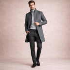 Cooper | Men's Wool Blend Single Breasted Trench Coat, Tailored Autumn Coat | Bella Blue