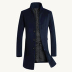 Cooper | Men's Wool Blend Single Breasted Trench Coat, Tailored Autumn Coat | Bella Blue