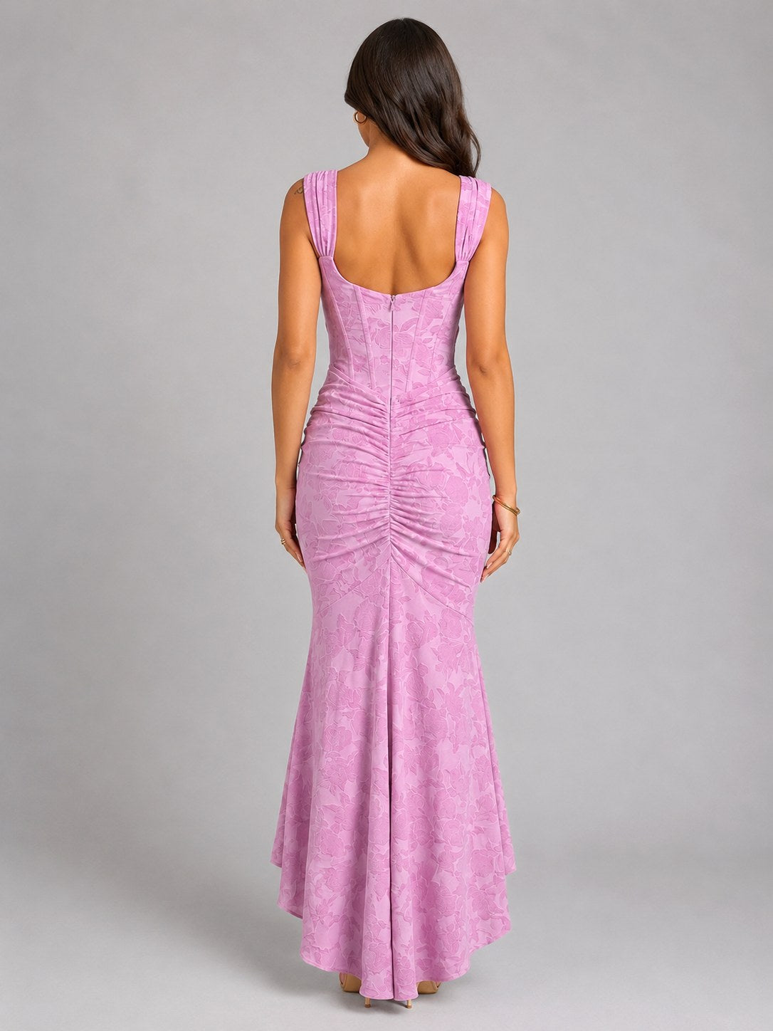 Cora | Women's Floral Corset Maxi Dress, Asymmetrical Hem Maxi Dress | Bella Blue | White