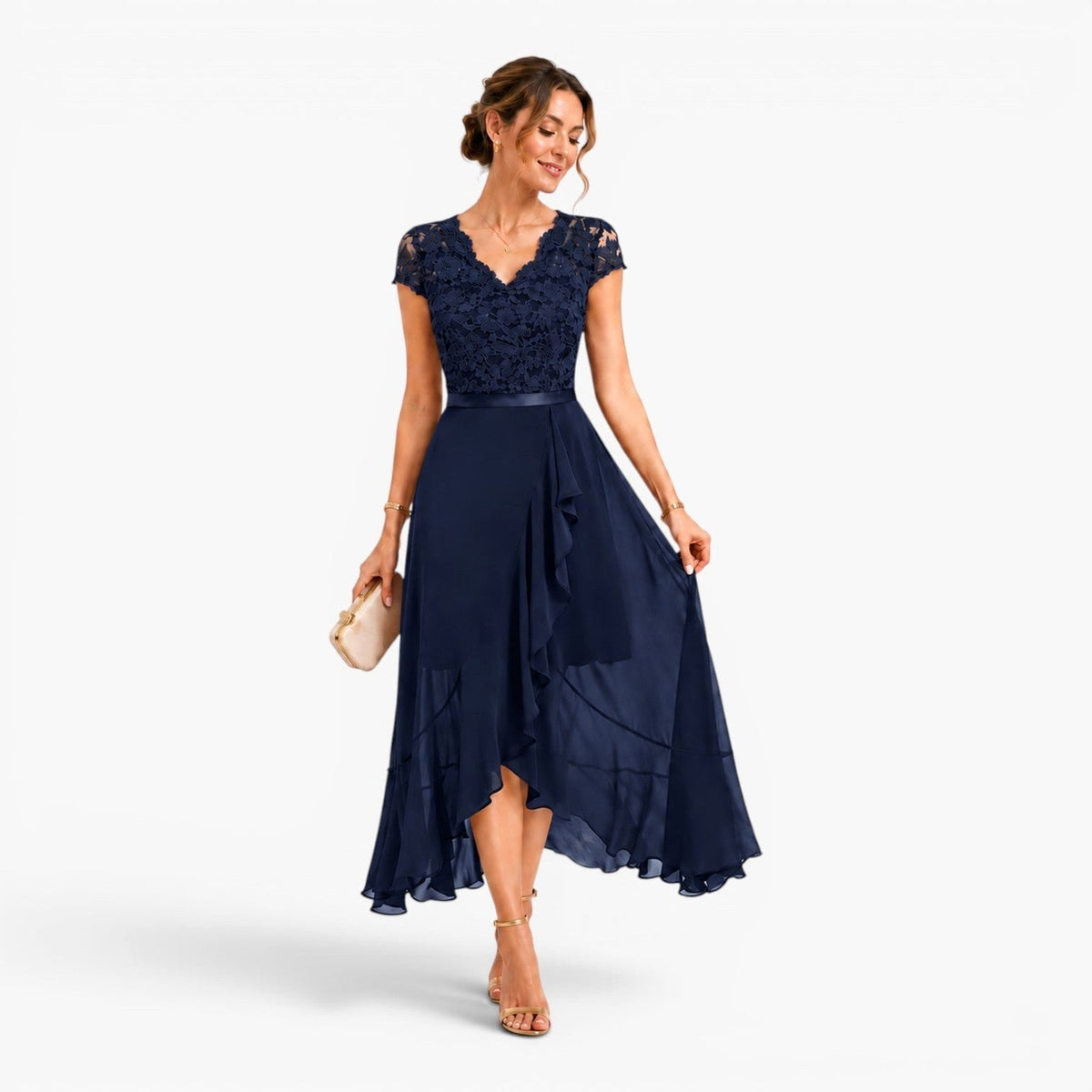 Cora | Women's Lace Midi Dress, Burgundy V-Neck Occasion Dress | Bella Blue