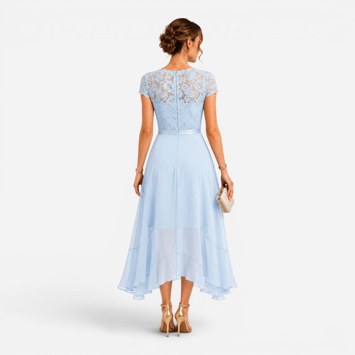 Cora | Women's Lace Midi Dress, Burgundy V-Neck Occasion Dress | Bella Blue