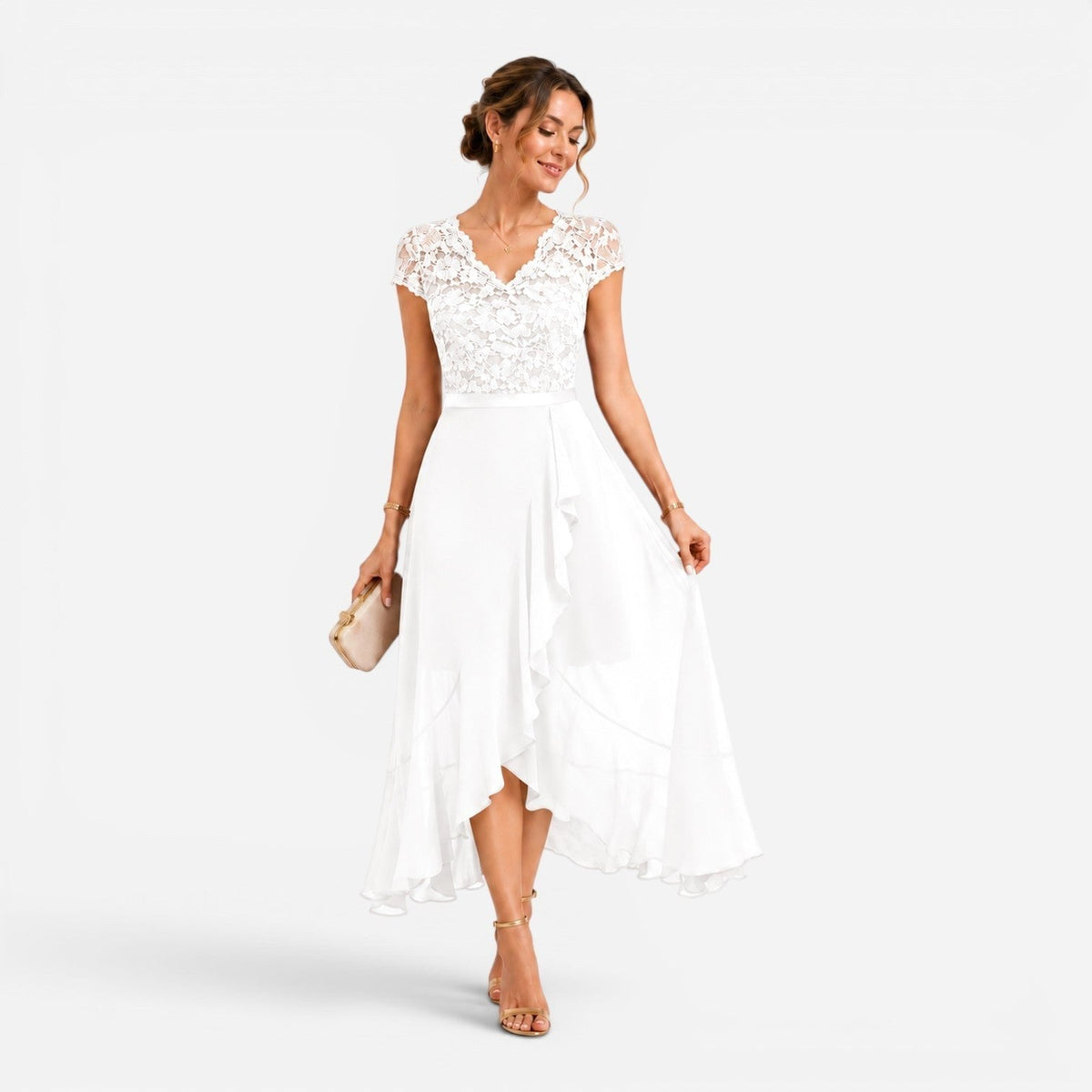 Cora | Women's Lace Midi Dress, Burgundy V-Neck Occasion Dress | Bella Blue