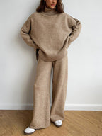 Corinne | Women's Oversized Two-Piece Set, Wide-Leg Turtleneck Lounge Set | Bella Blue