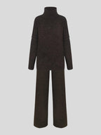 Corinne | Women's Oversized Two-Piece Set, Wide-Leg Turtleneck Lounge Set | Bella Blue