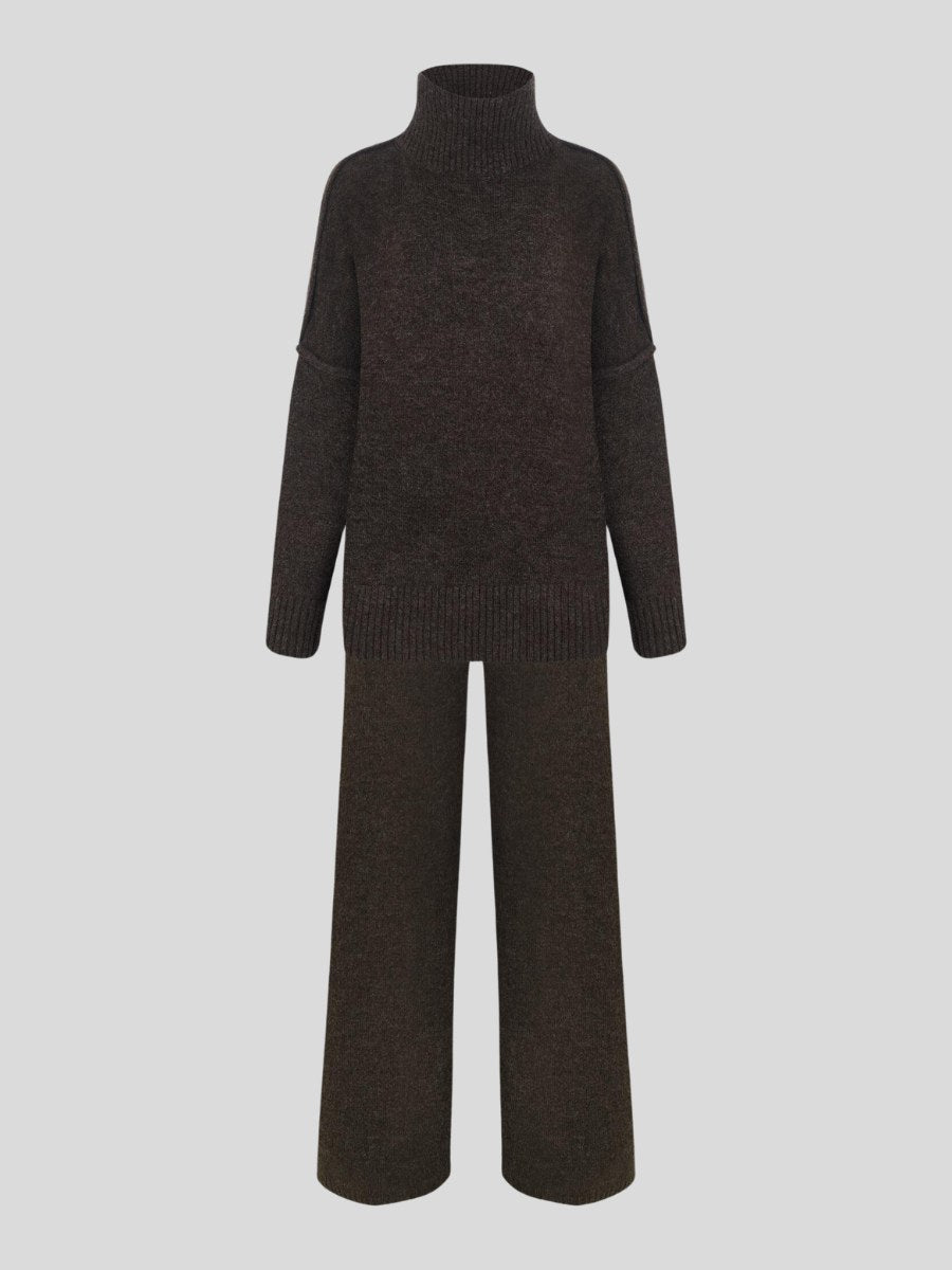 Corinne | Women's Oversized Two-Piece Set, Wide-Leg Turtleneck Lounge Set | Bella Blue