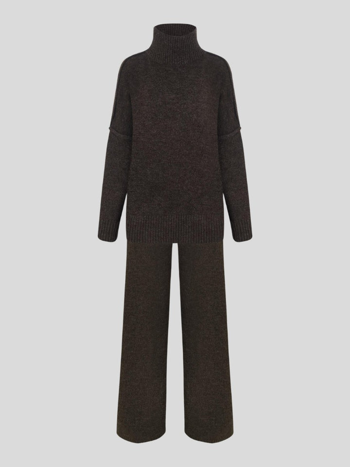 Corinne | Women's Oversized Two-Piece Set, Wide-Leg Turtleneck Lounge Set | Bella Blue