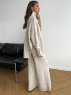 Corinne | Women's Oversized Two-Piece Set, Wide-Leg Turtleneck Lounge Set | Bella Blue