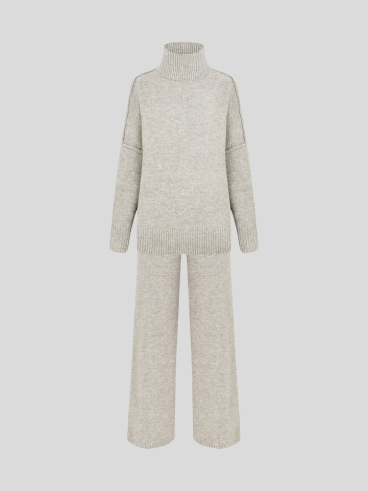 Corinne | Women's Oversized Two-Piece Set, Wide-Leg Turtleneck Lounge Set | Bella Blue