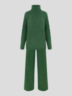 Corinne | Women's Oversized Two-Piece Set, Wide-Leg Turtleneck Lounge Set | Bella Blue