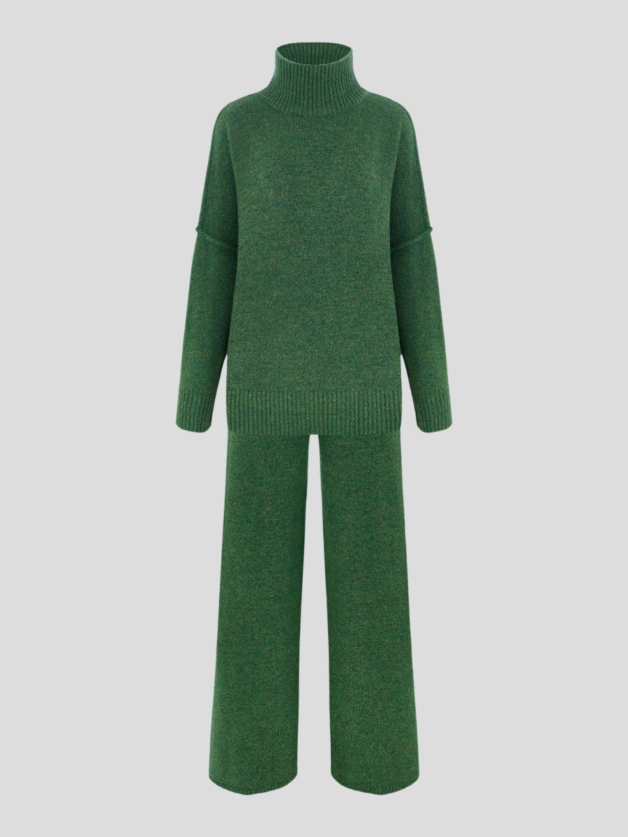 Corinne | Women's Oversized Two-Piece Set, Wide-Leg Turtleneck Lounge Set | Bella Blue