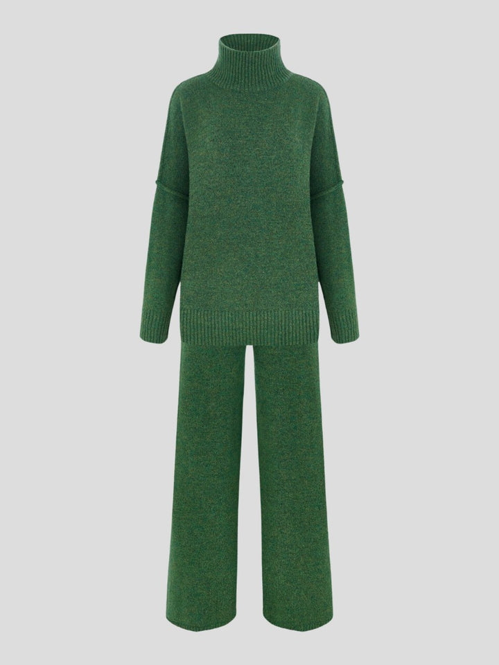 Corinne | Women's Oversized Two-Piece Set, Wide-Leg Turtleneck Lounge Set | Bella Blue