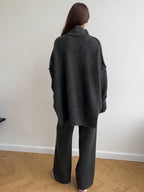 Corinne | Women's Oversized Two-Piece Set, Wide-Leg Turtleneck Lounge Set | Bella Blue