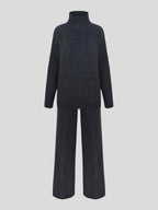 Corinne | Women's Oversized Two-Piece Set, Wide-Leg Turtleneck Lounge Set | Bella Blue