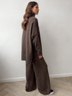 Corinne | Women's Oversized Two-Piece Set, Wide-Leg Turtleneck Lounge Set | Bella Blue