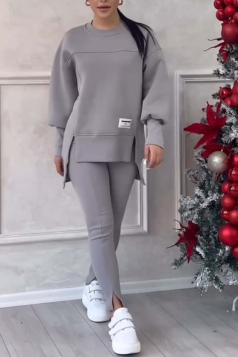 Daisy | Women's Oversized Sweatshirt with Slits and Leggings Set, Two-Piece Lounge Set | Bella Blue