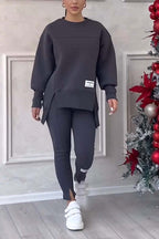 Daisy | Women's Oversized Sweatshirt with Slits and Leggings Set, Two-Piece Lounge Set | Bella Blue