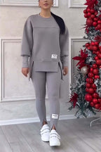Daisy | Women's Oversized Sweatshirt with Slits and Leggings Set, Two-Piece Lounge Set | Bella Blue