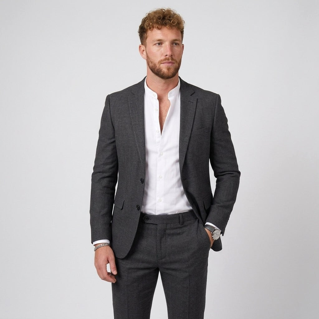 Damian | Men's Slim Fit Linen Suit, Two-Piece Suit | Bella Blue