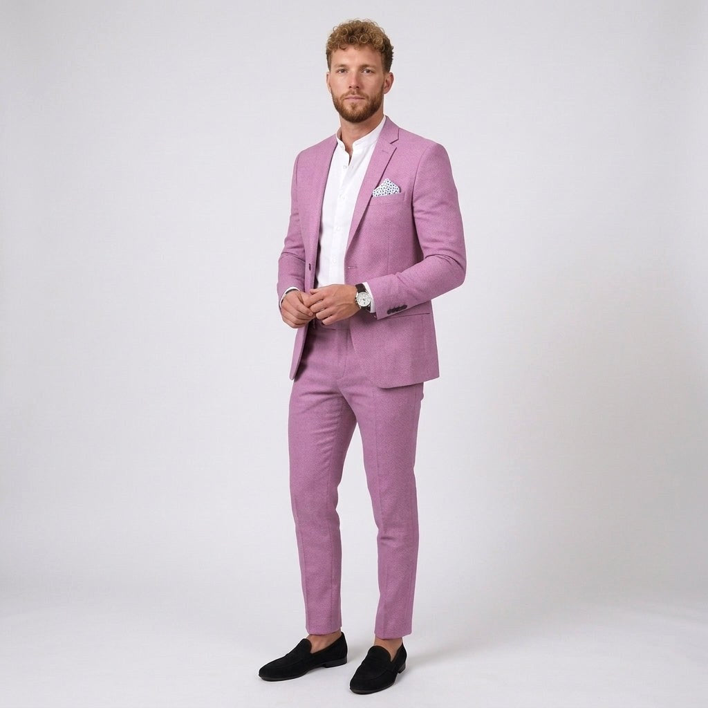 Damian | Men's Slim Fit Linen Suit, Two-Piece Suit | Bella Blue