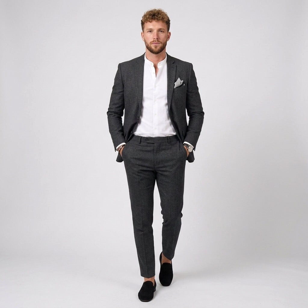 Damian | Men's Slim Fit Linen Suit, Two-Piece Suit | Bella Blue