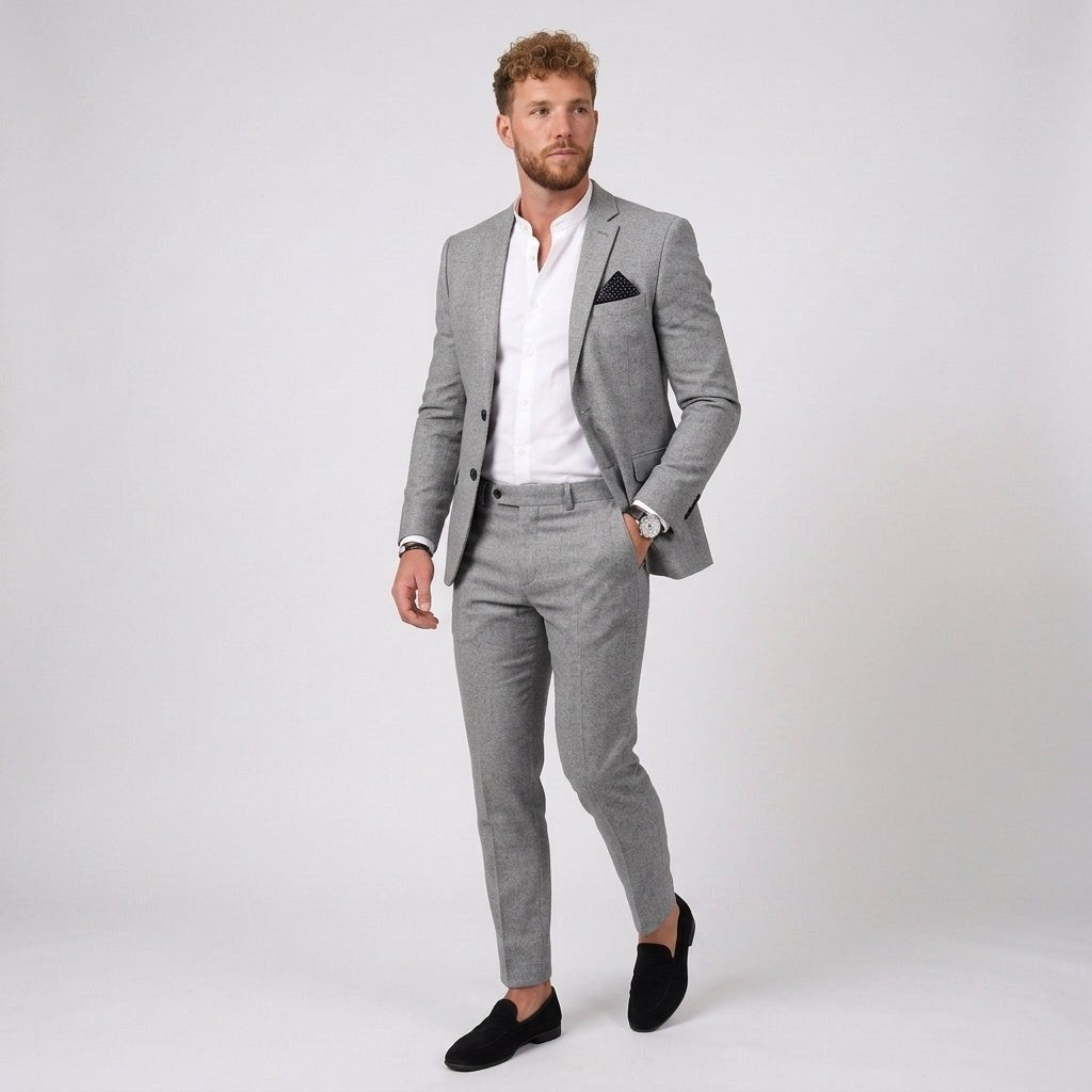 Damian | Men's Slim Fit Linen Suit, Two-Piece Suit | Bella Blue