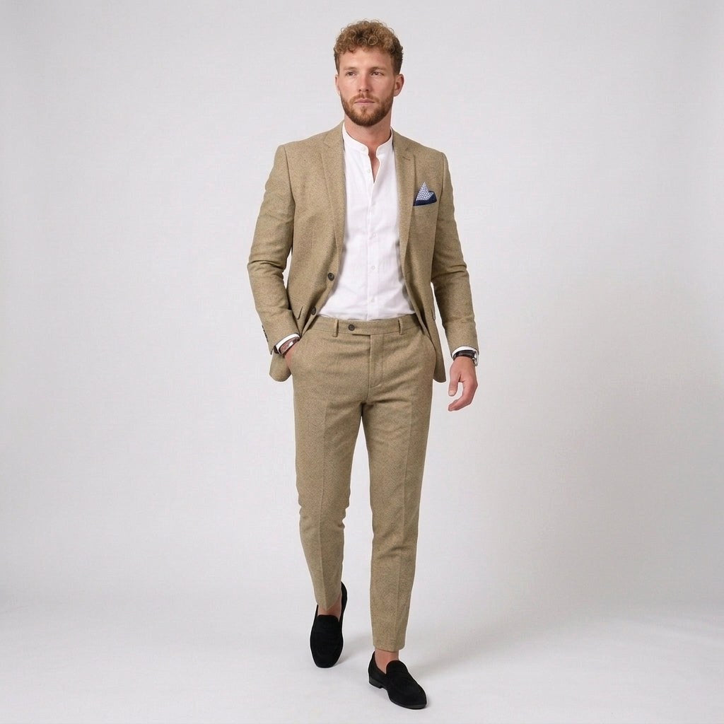 Damian | Men's Slim Fit Linen Suit, Two-Piece Suit | Bella Blue