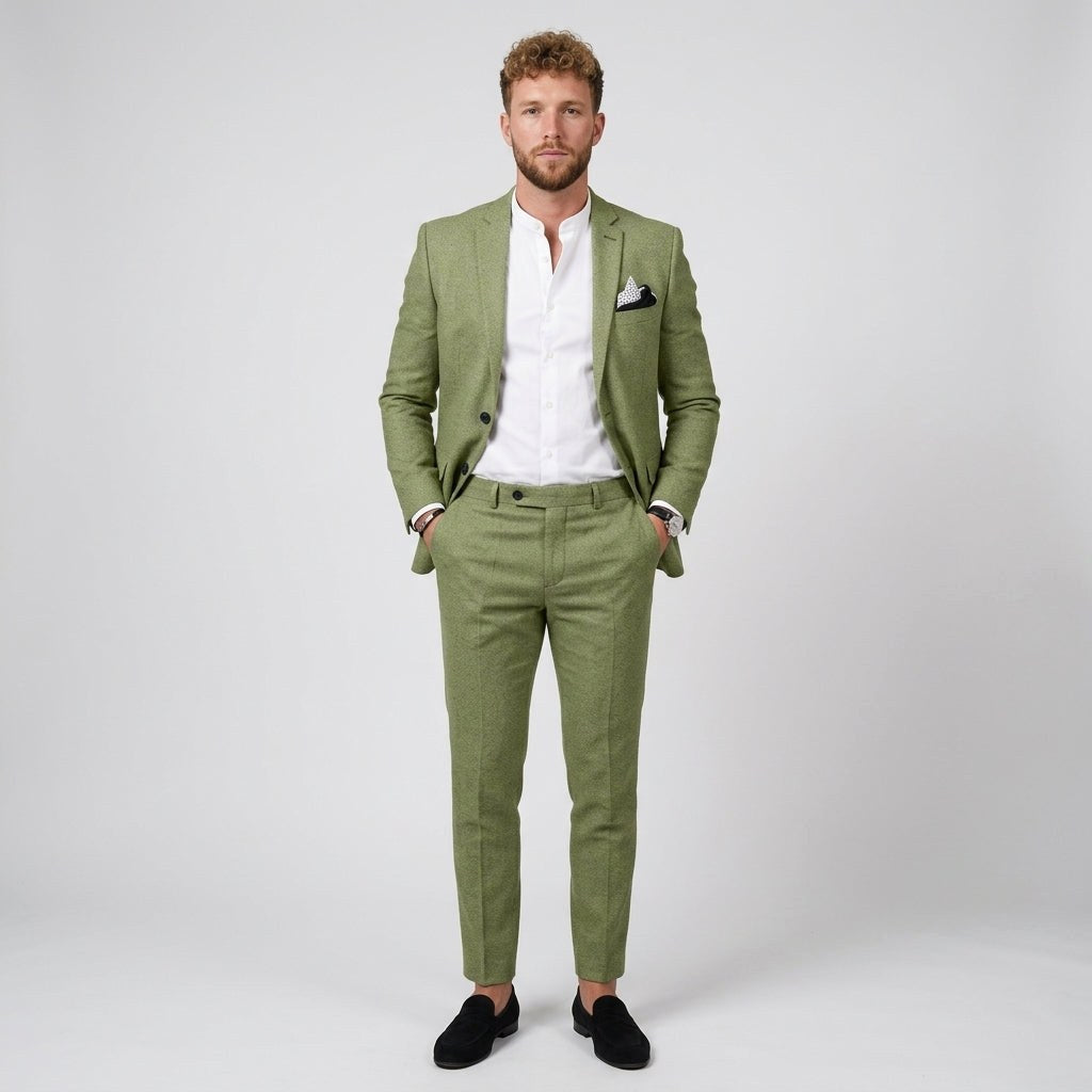 Damian | Men's Slim Fit Linen Suit, Two-Piece Suit | Bella Blue