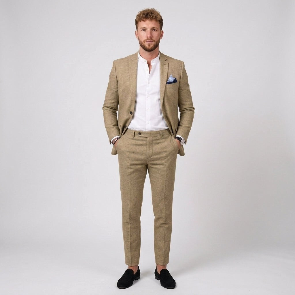 Damian | Men's Slim Fit Linen Suit, Two-Piece Suit | Bella Blue