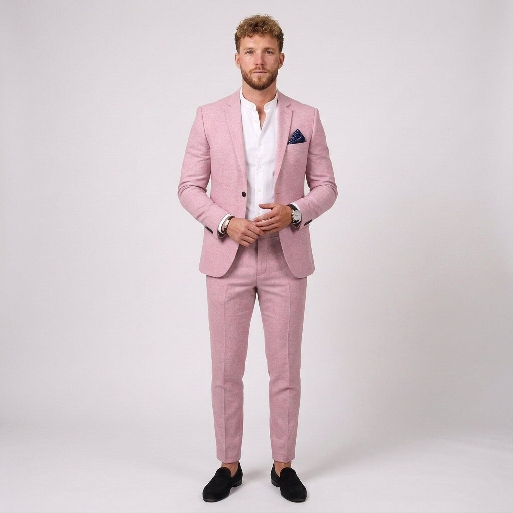 Damian | Men's Slim Fit Linen Suit, Two-Piece Suit | Bella Blue