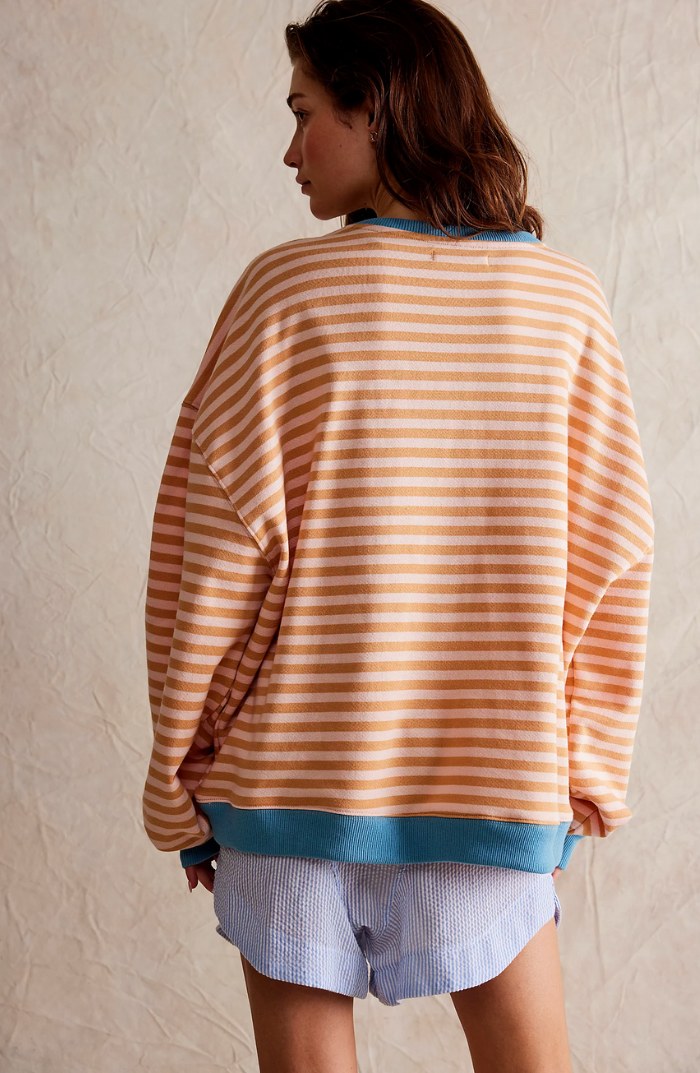 Darcy | Women's Striped Oversized Jumper, Relaxed Fit Knit Top | Bella Blue