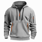 David | Men's Lightweight Hoodie with Adjustable Hood and Half-Zipper, Relaxed-Fit Hooded Jumper | Bella Blue