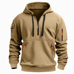 David | Men's Lightweight Hoodie with Adjustable Hood and Half-Zipper, Relaxed-Fit Hooded Jumper | Bella Blue