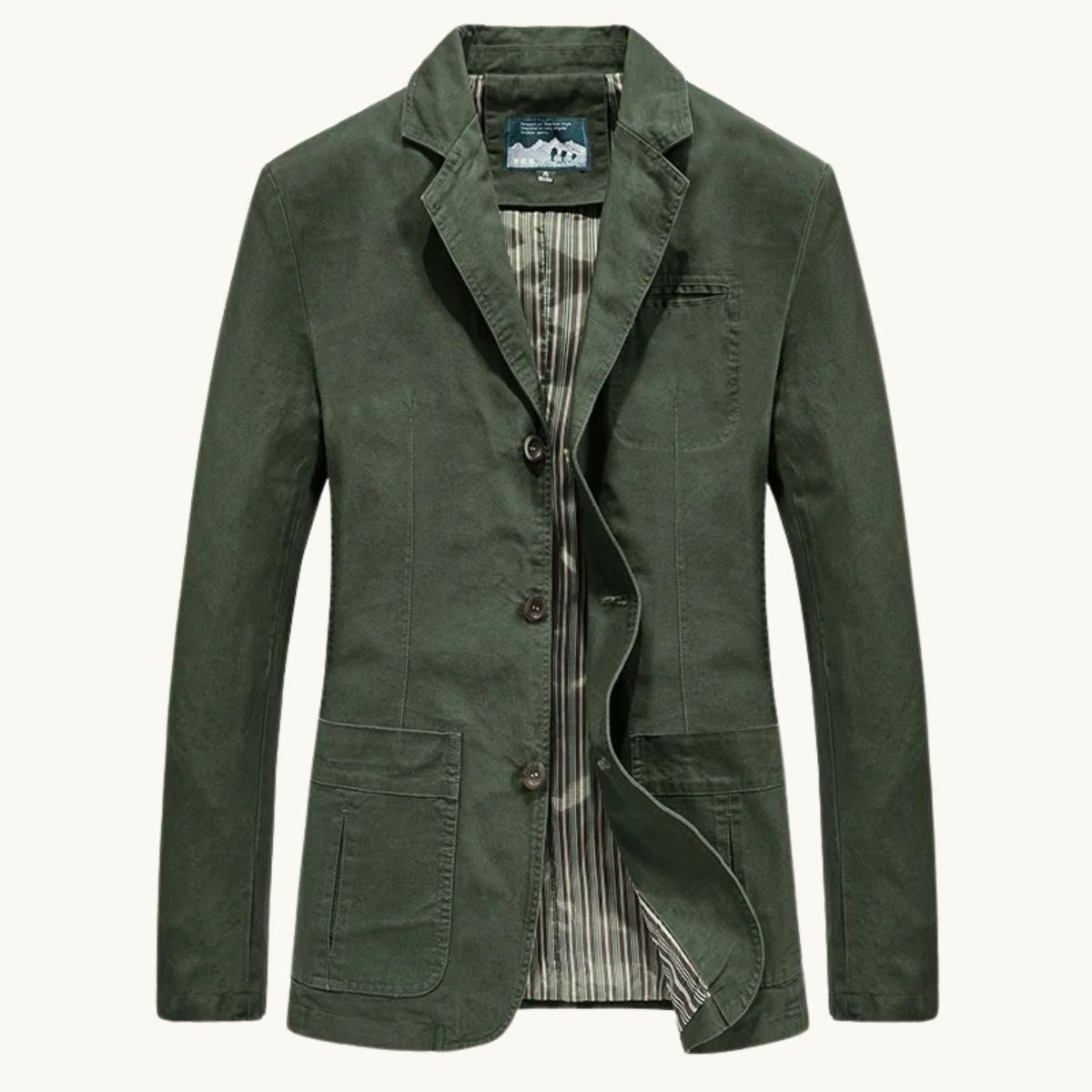 Dawson | Men's Lightweight Water-Resistant Jacket, Tailored Blazer Jacket | Bella Blue | Army Green